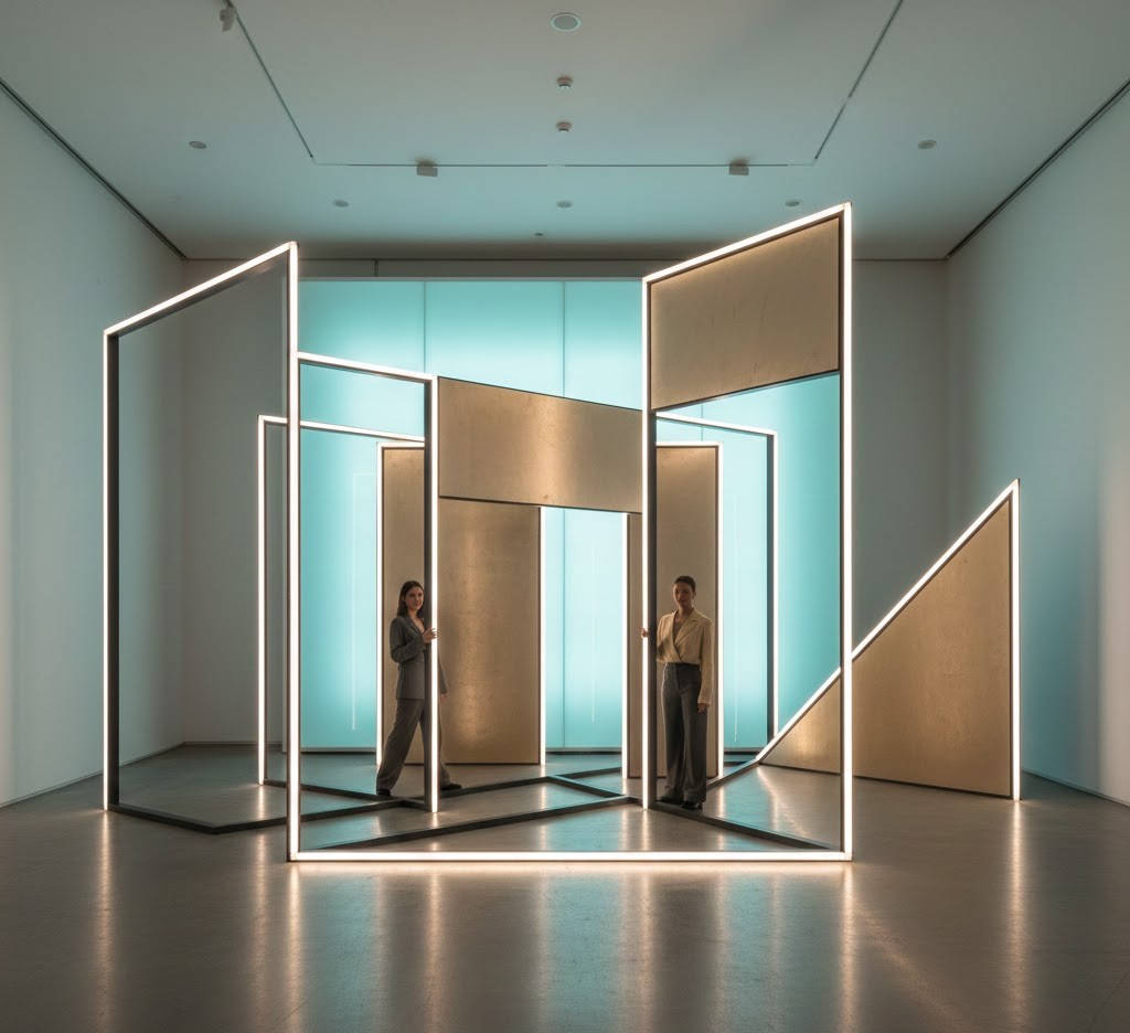 Minimalist geometric photo installation