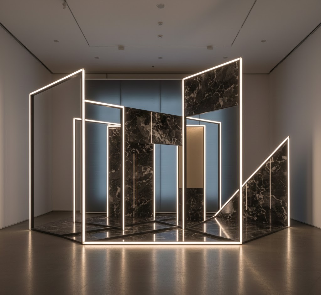 Luxury photo zone with elegant lighting